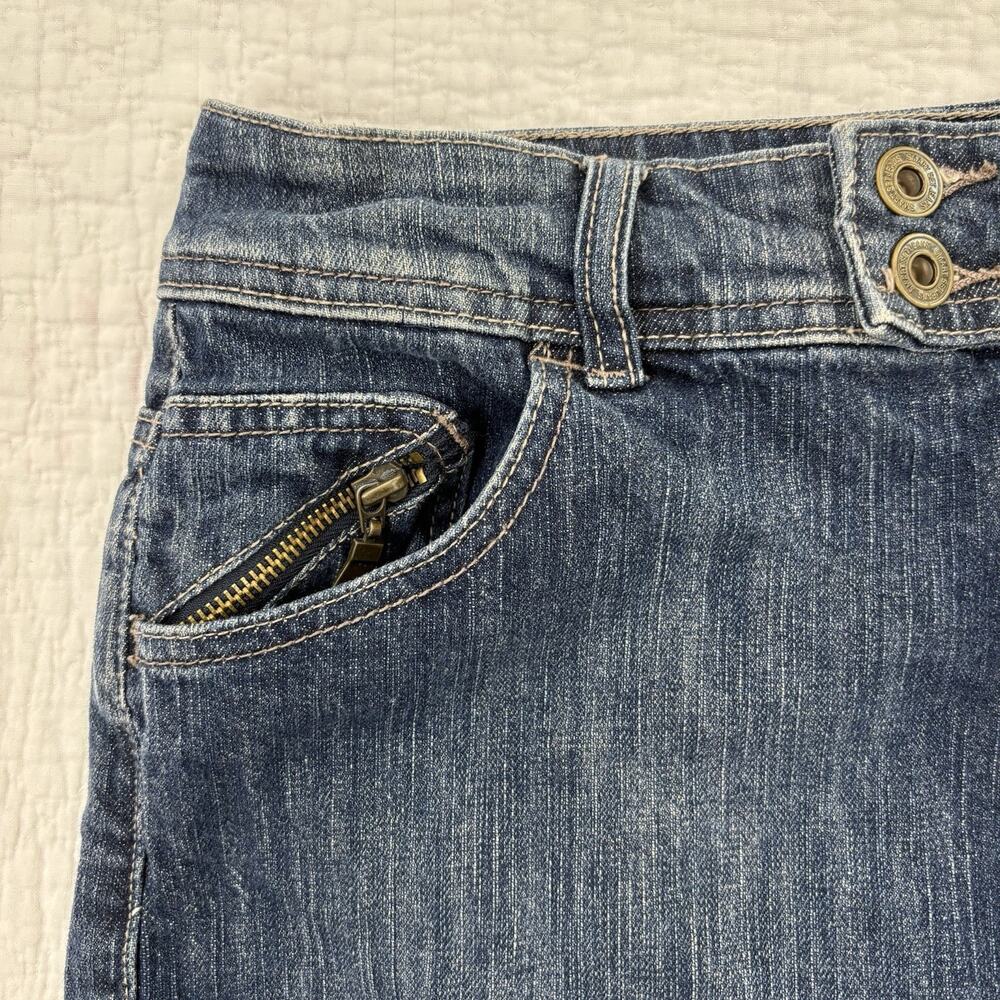 Y2K Smartset Micro Mini Jean Skirt Size 7 Distressed Sexy Grunge Denim Chic - Picture 5 of 7